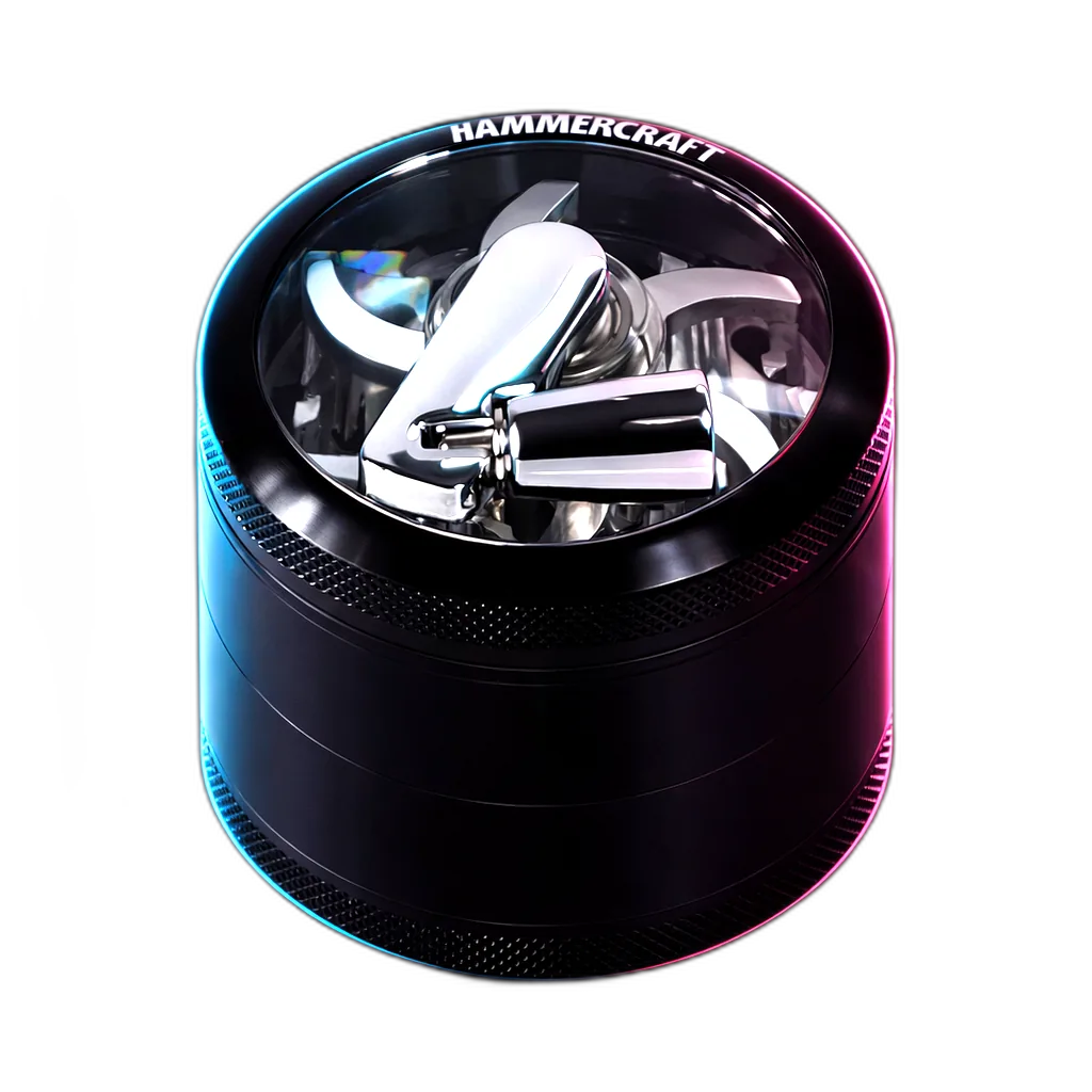 HAMMERCRAFT X RAW Aluminium Topwinding Grinder L Black 4parts 63mm