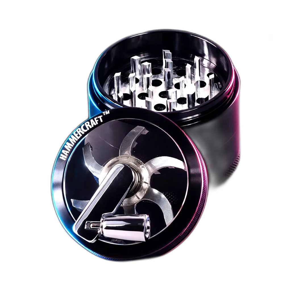 HAMMERCRAFT X RAW Aluminium Topwinding Grinder L Black 4parts 63mm