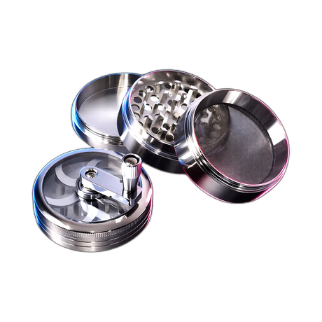 HAMMERCRAFT X RAW Aluminium Topwinding Grinder L Silver 4parts 63mm
