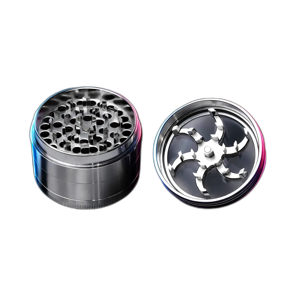 HAMMERCRAFT X RAW Aluminium Topwinding Grinder L Silver 4parts 63mm