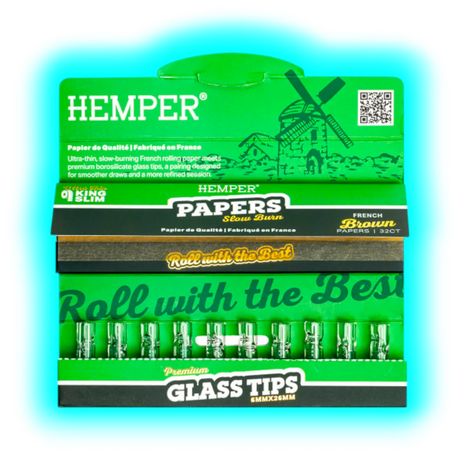 Hemper Papers and 7mm Glass Tips Combo Pack Brown