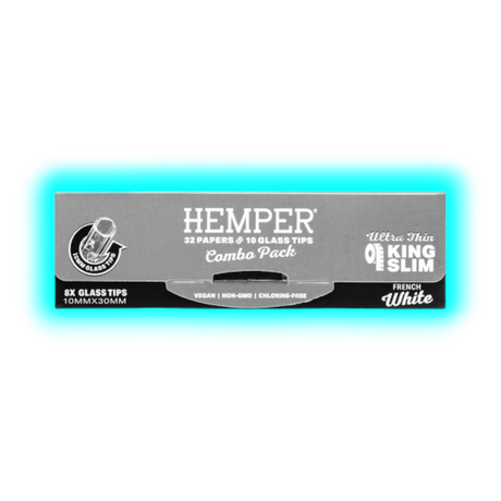 Hemper Papers and 7mm Glass Tips Combo Pack White