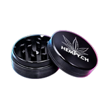 Hempy Aluminium Grinder Black 2 Parts 50mm in der Frontansicht