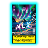 HEMPY NLX Small Buds‘ Packung mit Nordlichtern über Berglandschaft, CBD-Hinweis und mehrsprachigen Warntexten.