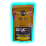 Herba di Berna Purple Punch Mini Buds 21g Indoor CBD Blüten Rückseite der Verpackung mit Barcode und Inhaltsstoffen Detailaufnahme