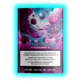 Detailansicht: Design der Sorte ‚Misch Plush Berry‘. Künstlerische Darstellung von Beeren in einer abstrakten Wolkenwelt.