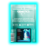 High Level Genetics: Verpackung mit Aromen von Grapefruit und Hasch, Züchtungsdetails und mehrsprachiger Raucherwarnung.