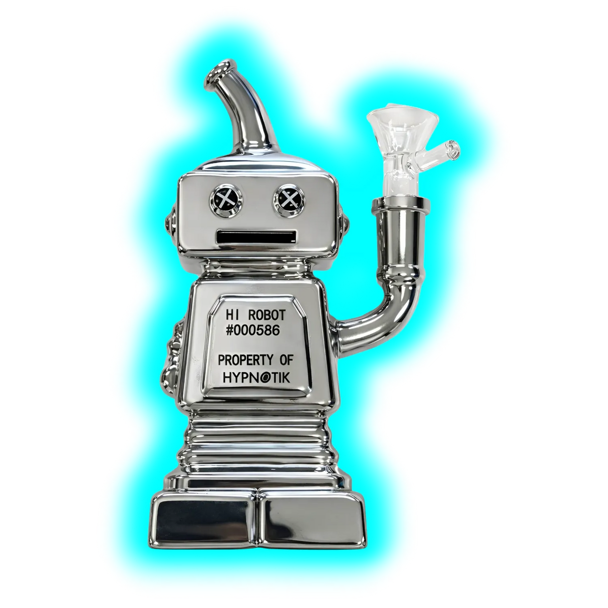 High Robot Glass Bong Chrome Silver