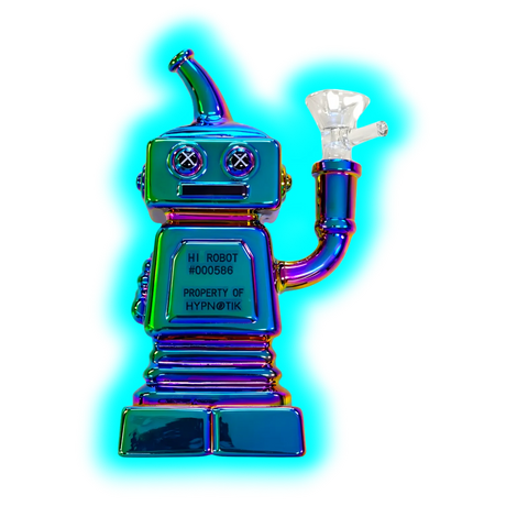 High Robot Glass Bong Green/Purple/Yellow Gradient