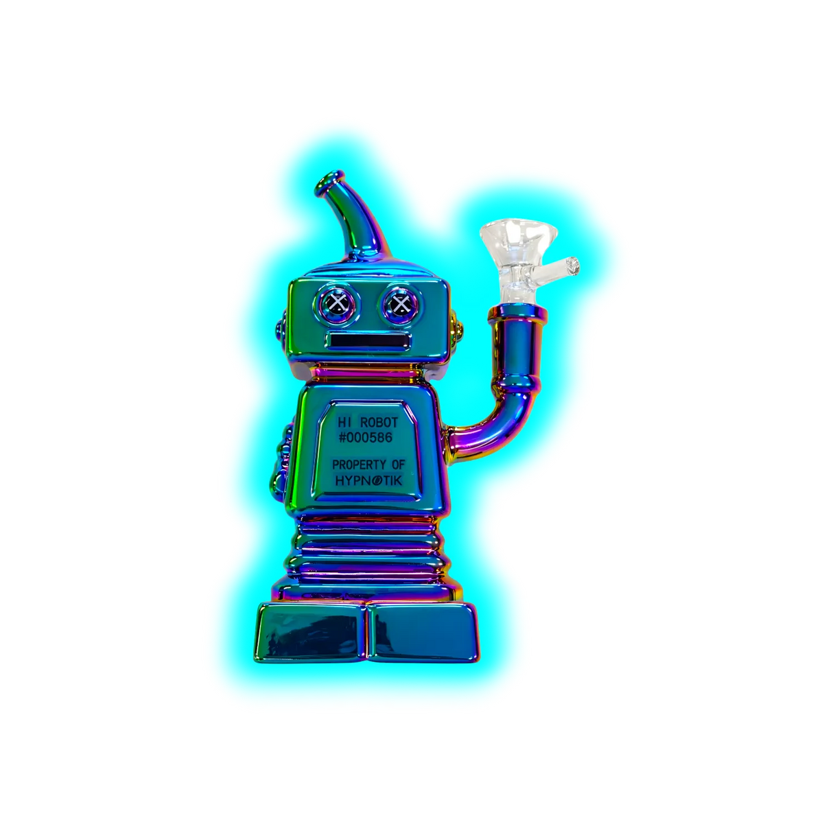 High Robot Glass Bong Green/Purple/Yellow Gradient