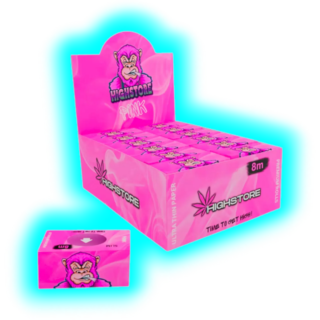 Highstore Premium Smoking Rolls 8m Pink Ultra Thin Box 24pcs