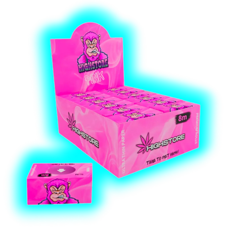 Highstore Premium Smoking Rolls 8m Pink Ultra Thin Box 24pcs
