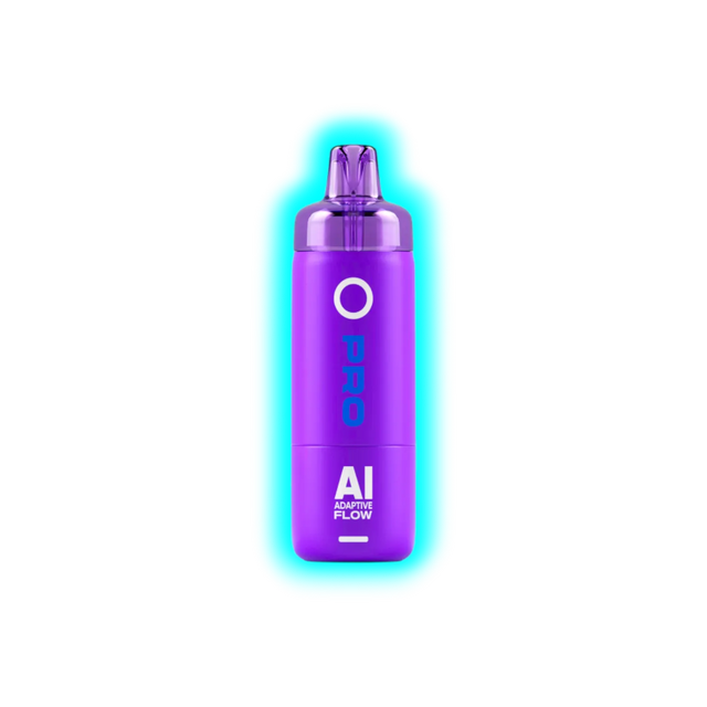 Lila zylindrisches Gerät mit abgerundetem oberen Teil und der Aufschrift 'O PRO AI ADAPTIVE FLOW'