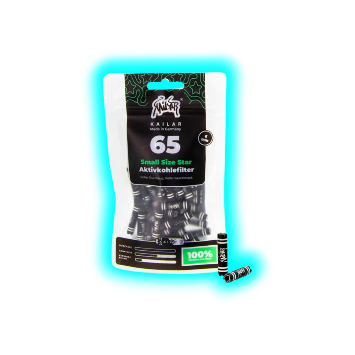 Kailar Star Aktivkohlefilter 6mm Black 65pcs