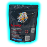 Rückseite einer schwarzen Verpackung mit einem farbigen Tigerkopf-Logo, Warnhinweisen in mehreren Sprachen, einem QR-Code und einem Barcode.