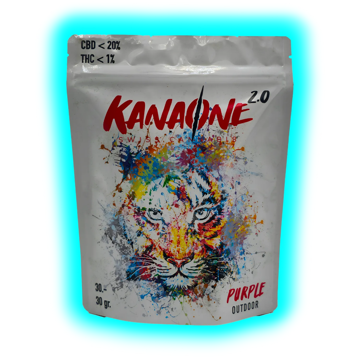 Verpackung mit farbiger Tigerillustration 