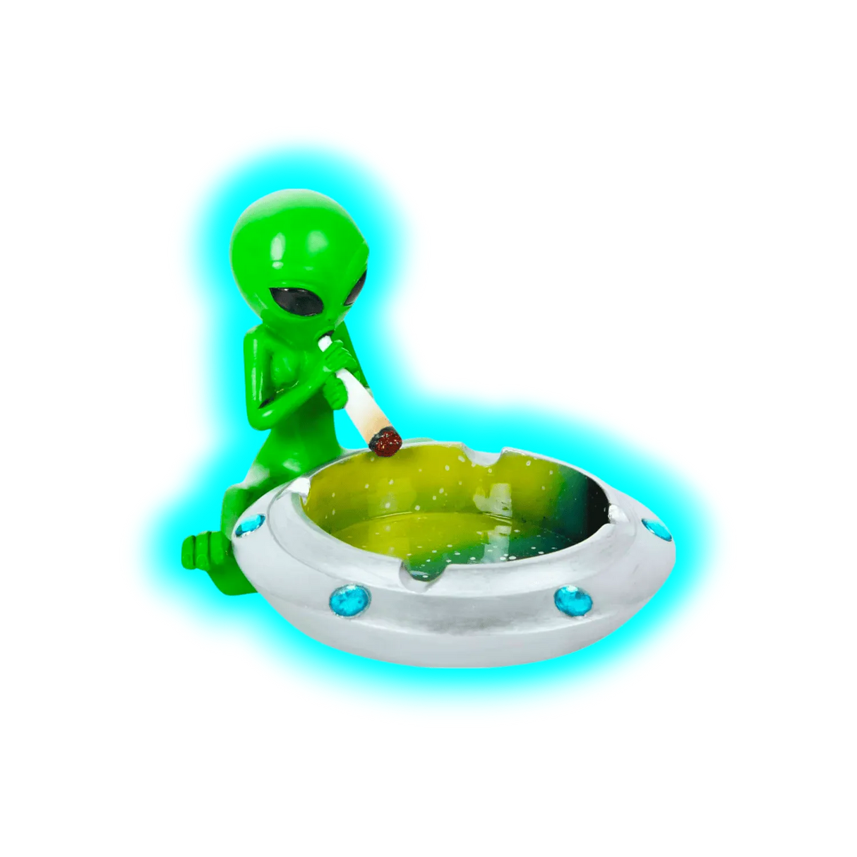 Keramik Aschenbecher Alien Green UFO