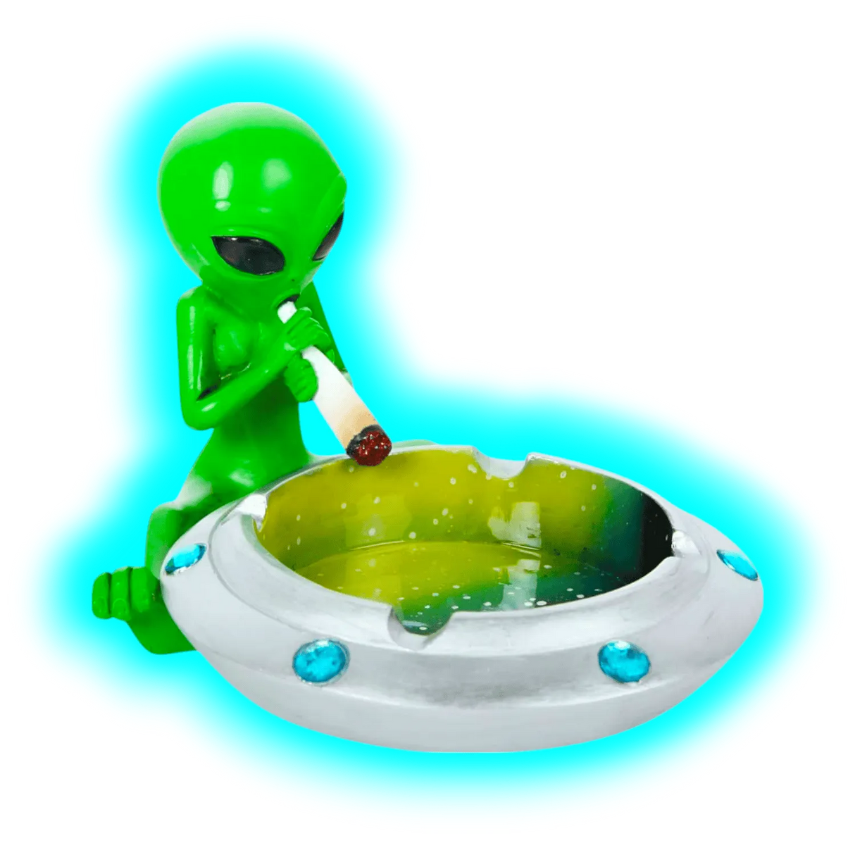 Keramik Aschenbecher Alien Green UFO