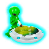 Keramik Aschenbecher Alien Green UFO