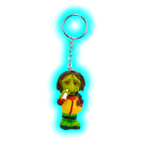 Keychane Stoned In Space Alien Rasta Polyresin