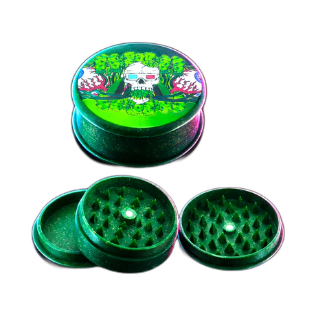 Kush Bong Skeleton Hemp Grinder 3 Part 50mm Green