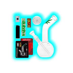 Leaf Bong giftset with 1 x Bong - 1 x Grinder - 1 x lighter - 5 x screen