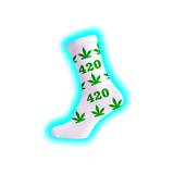 Long Socks Size 36-42 White 420 Green Leaves