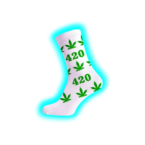Long Socks Size 36-42 White 420 Green Leaves