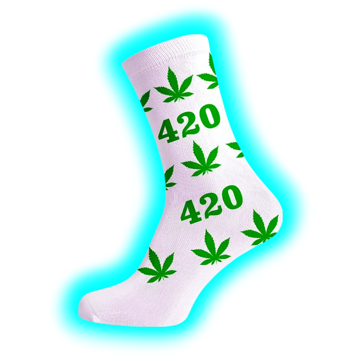 Long Socks Size 36-42 White 420 Green Leaves