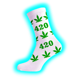 Long Socks Size 36-42 White 420 Green Leaves