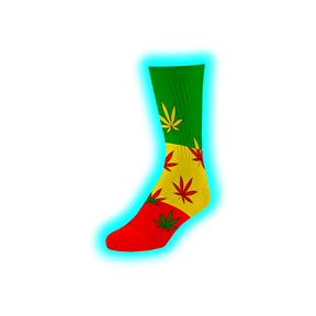 Long Socks Size 40-45 Rasta Colour Leaves