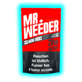 Mr Weeder: 20g Swiss Indoor Mini Buds für 40 CHF. Verpackung mit CBD-Werten und mehrsprachigen Gesundheitshinweisen