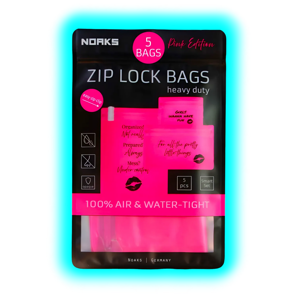 Noaks Bag Zip Lock Bags Pink Edition 5 pezzi