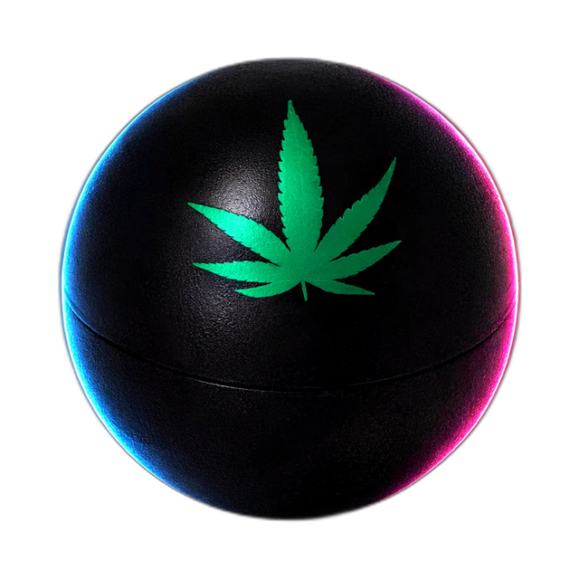 Ball Grinder with Hemp Leaf black