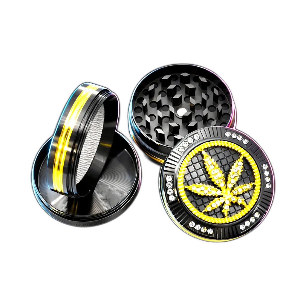 Grinder Leaf black/gold 4 Part 50mm
