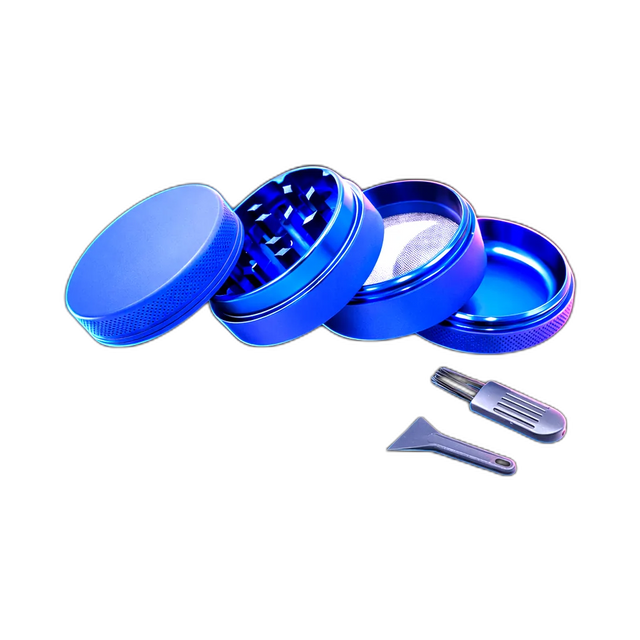 Silicone coated Grinder Blue 4 Parts 50mm