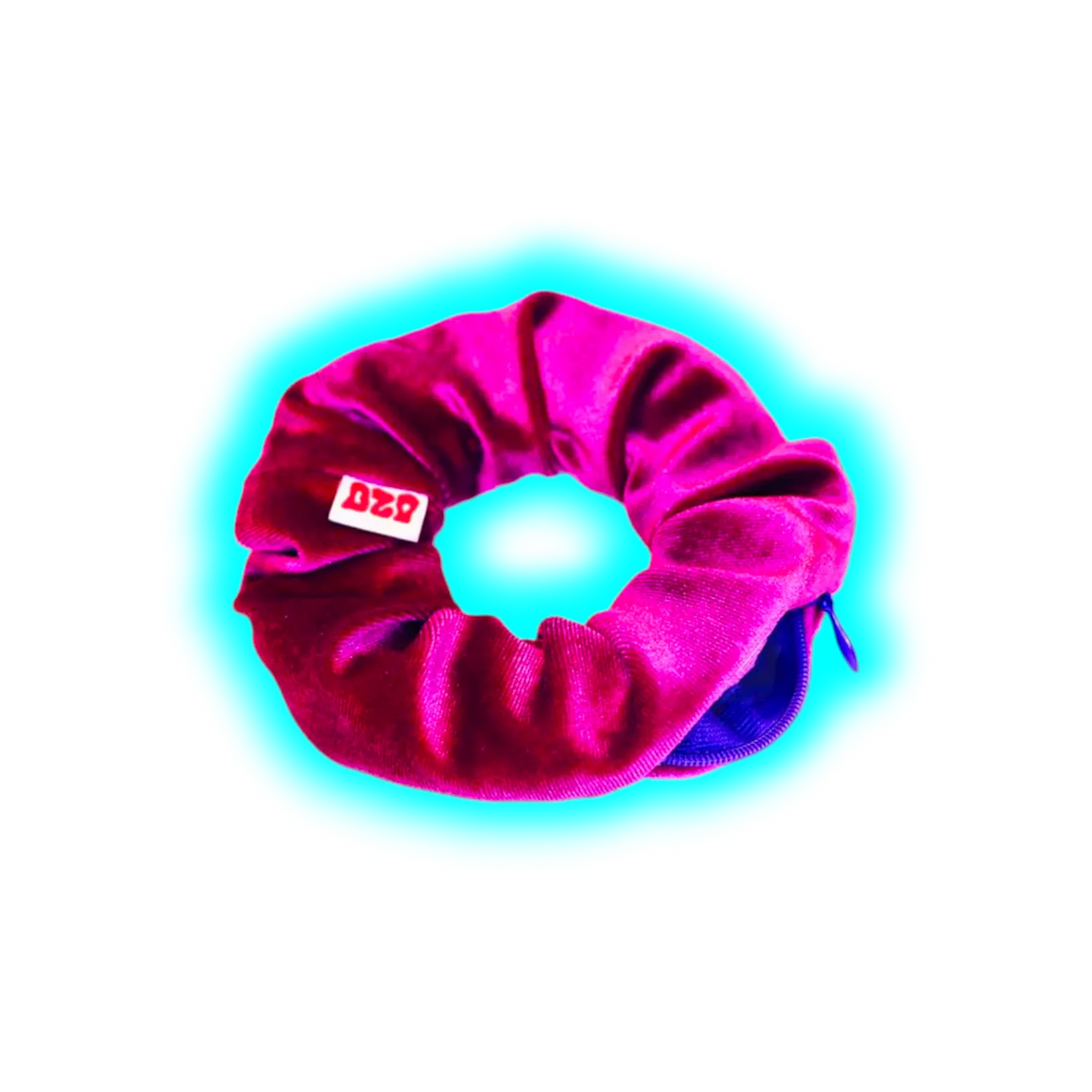 Ozo Secret Stash Scrunchy Samt Magenta