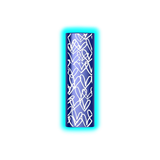 Zylindrischer Vaporizer mit blauem Gehäuse und weißem, ineinander verschlungenem Herzmuster