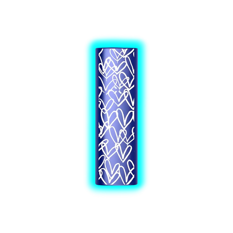 Zylindrischer Vaporizer mit blauem Gehäuse und weißem, ineinander verschlungenem Herzmuster