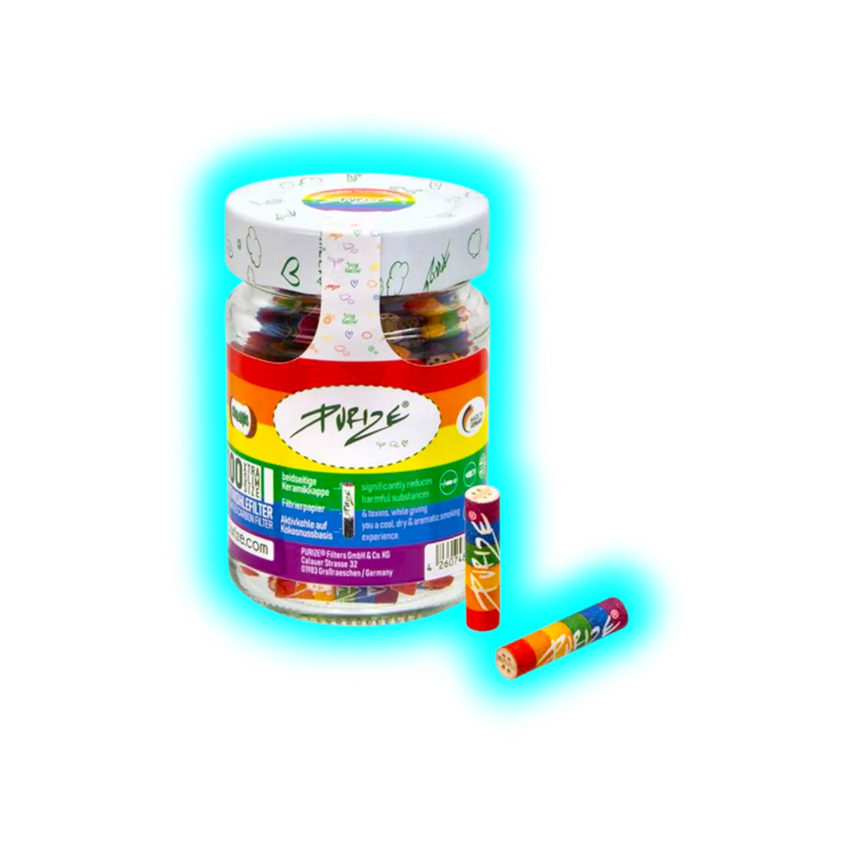 PURIZE Xtra-Slim ø 5,9mm 100er Glas Rainbow