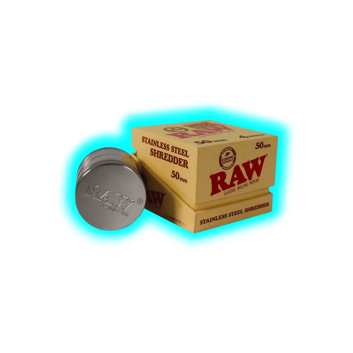 RAW Stainless Steel Grinder with Magnet and Sifter 4parts 50mm