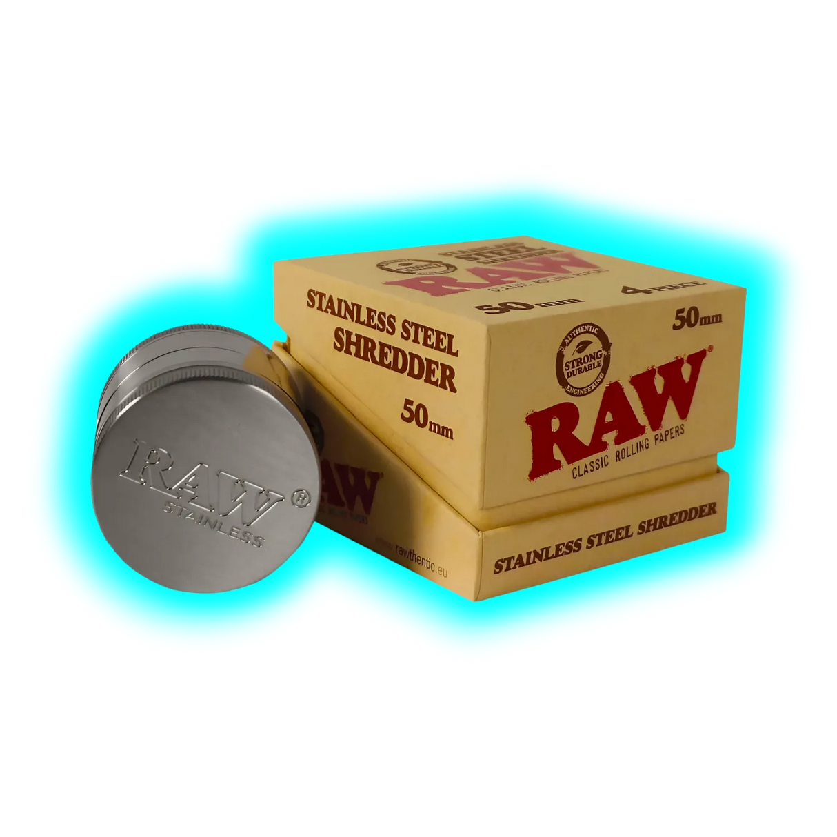 RAW Stainless Steel Grinder with Magnet and Sifter 4parts 50mm