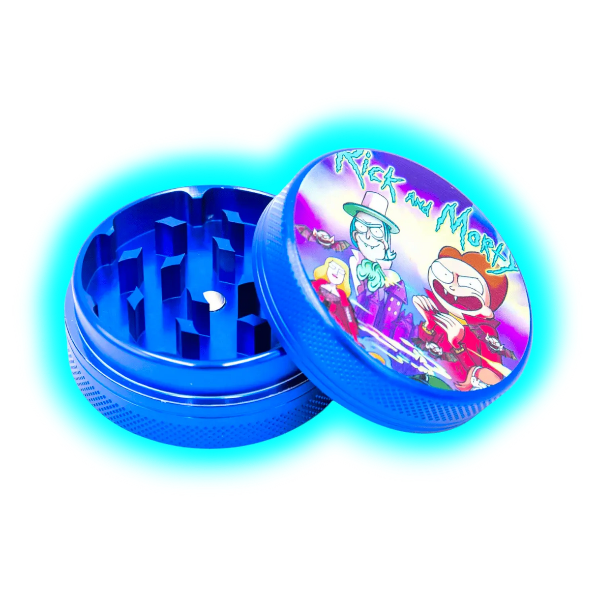 Rick and Morty Aluminium Grinder Blue 2 Parts 50mm