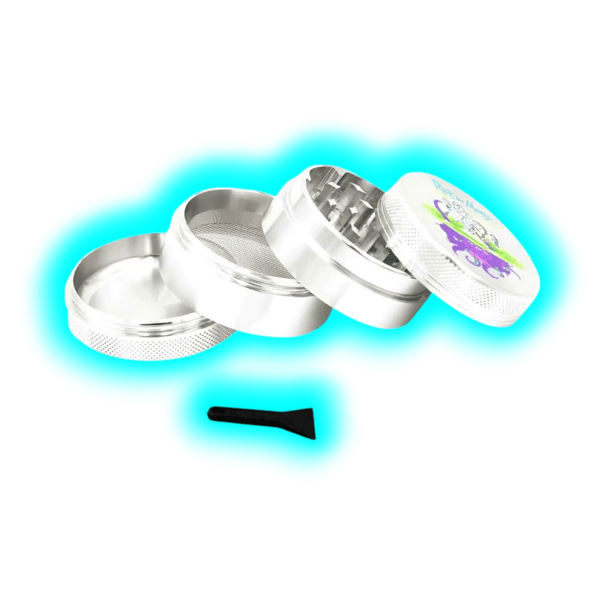 Rick and Morty Aluminium Grinder Silver 4 Parts 50mm