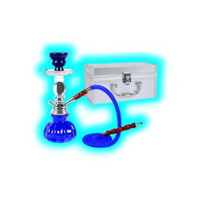 Shisha "Pan" Blau 26cm 1 Anschl. + Alukoffer