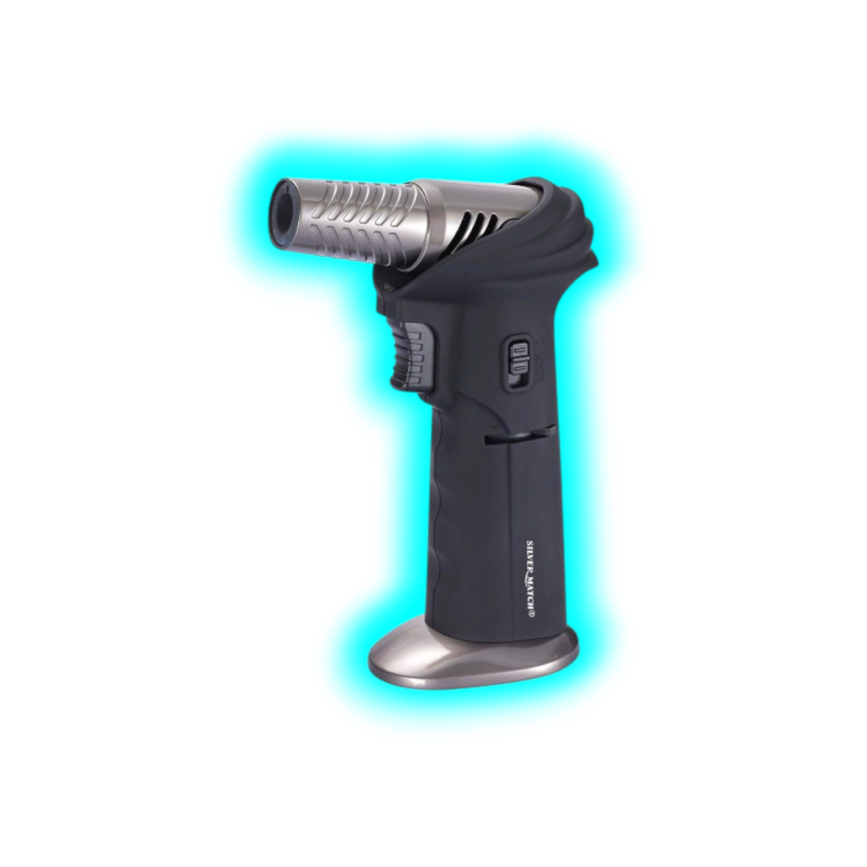 Silver Match Rotative Head Créme Brulée Butane Gas Torch Black