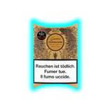 Verpackung mit dem Aufdruck 'Slow Weed Greenhouse Cookies Kush CBD 16% THC <1% 30 CHF 6g' und Warnhinweis in Deutsch, Französisch und Italienisch 'Rauchen ist tödlich. Fumer tue. Il fumo uccide.'
