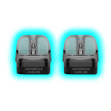 Zwei transparente, rechteckige Vape-Pods mit abgerundeten Kanten und der Aufschrift 'VAPORESSO LUXE X®'