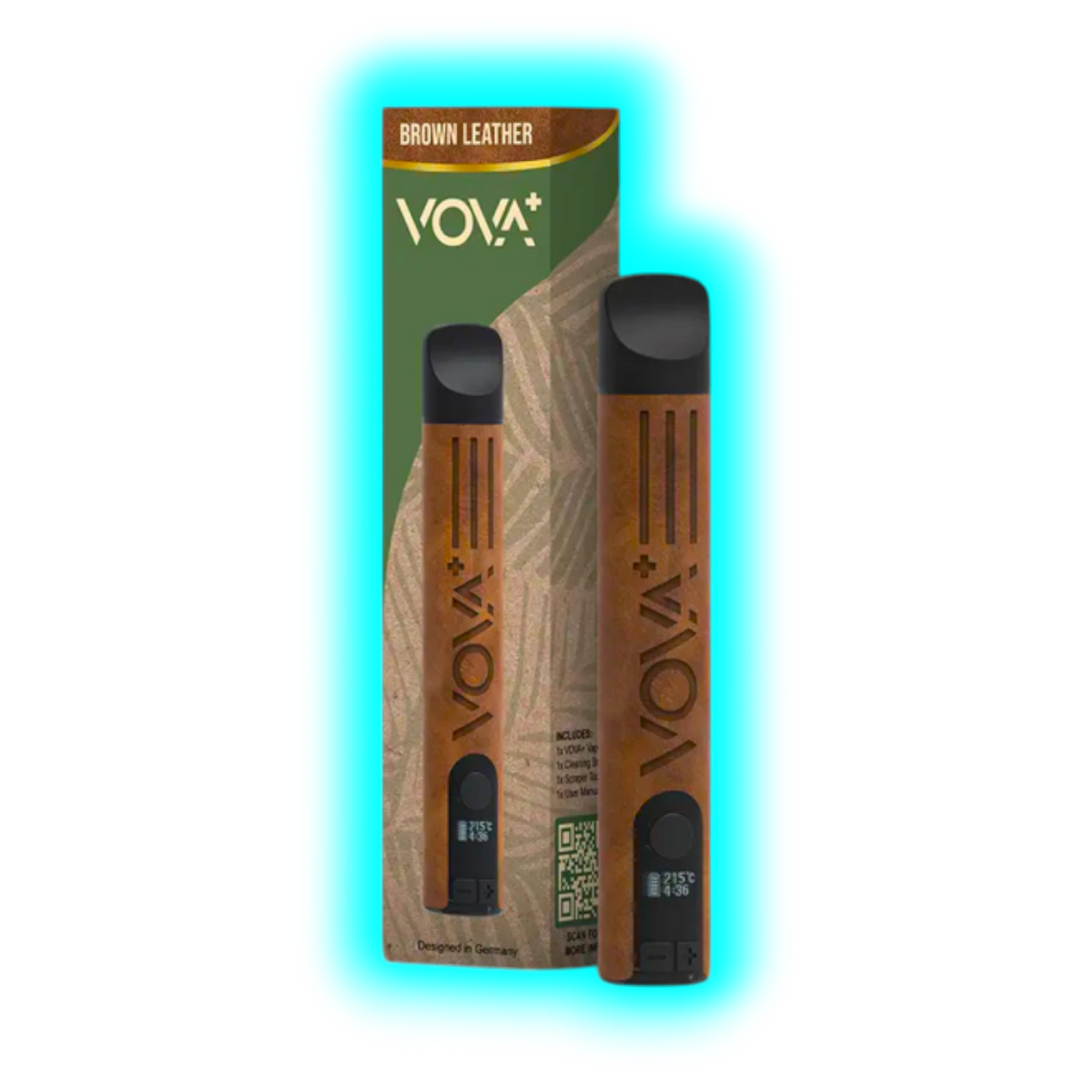 VOVA Plus Portable Dry Herb Vaporizer Brown Leather