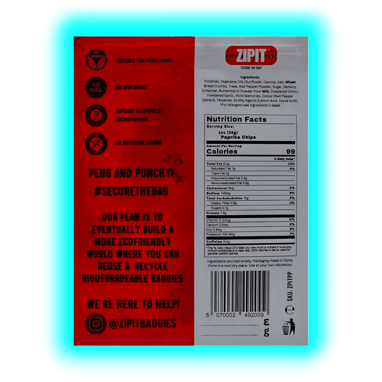 Zipit Peng Paprika Bags 20pcs